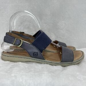 Born Concept Sandals Womens 9 M Tusayan Slingback Blue Leather Casual Buckle